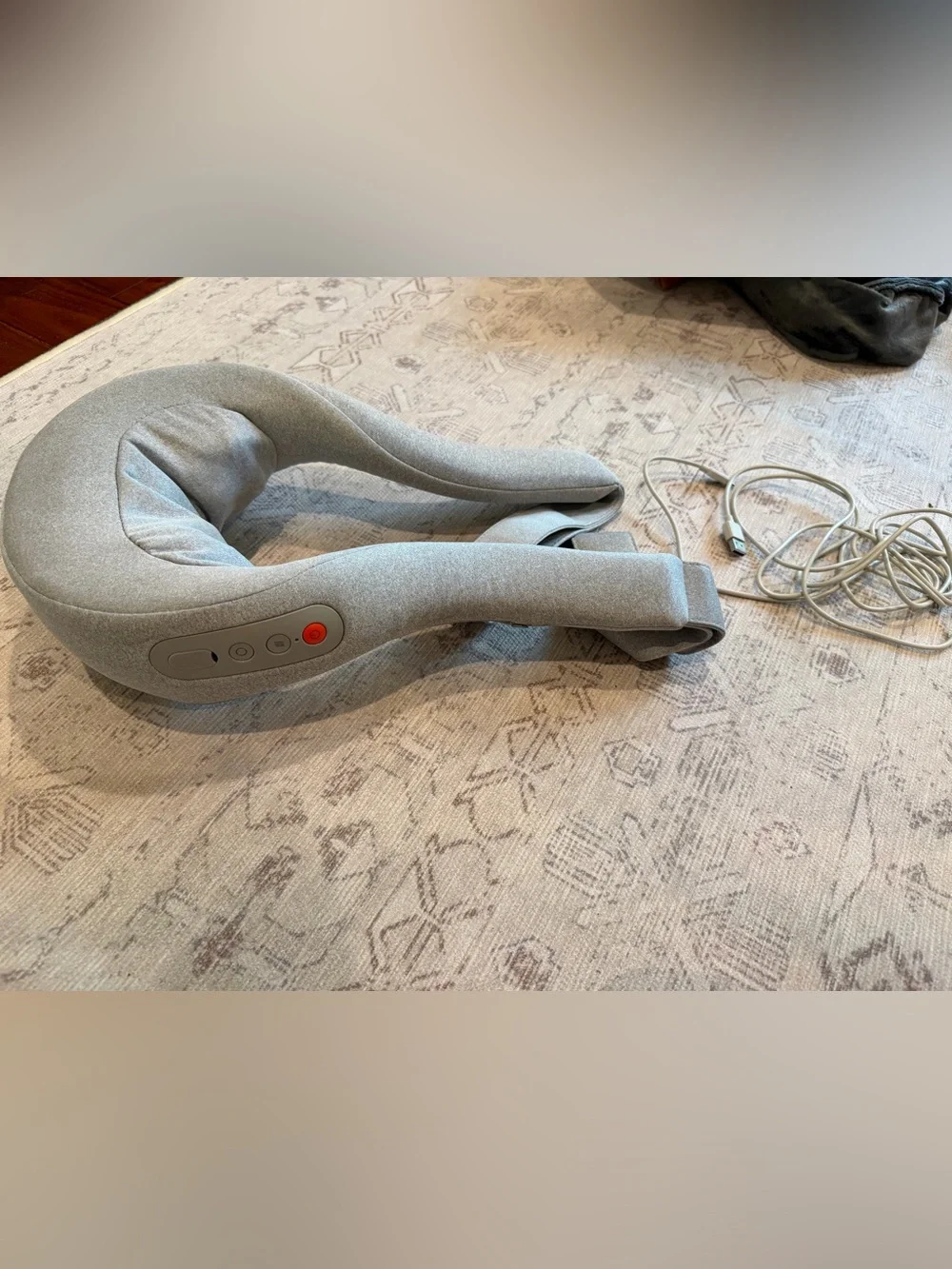 Gray Wearable Neck Massager with Heat and Vibration